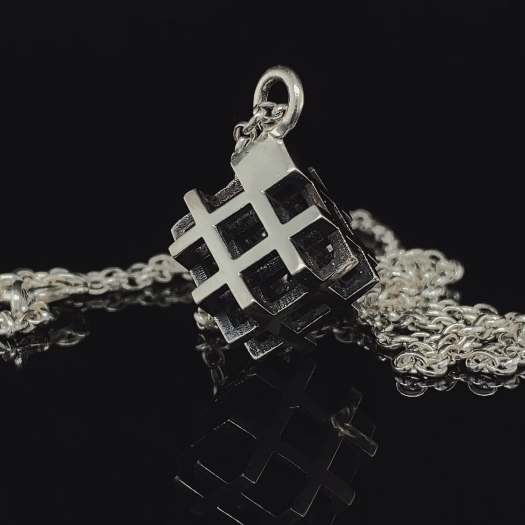 Video of Vanessa Ree's Contemporary Sterling Silver Oxi 3D# Positive Small Pendant. Available on DESIGNYARD.com Number 1 for Contemporary Jewellery Dublin, Ireland. Free Worldwide Shipping with DHL.