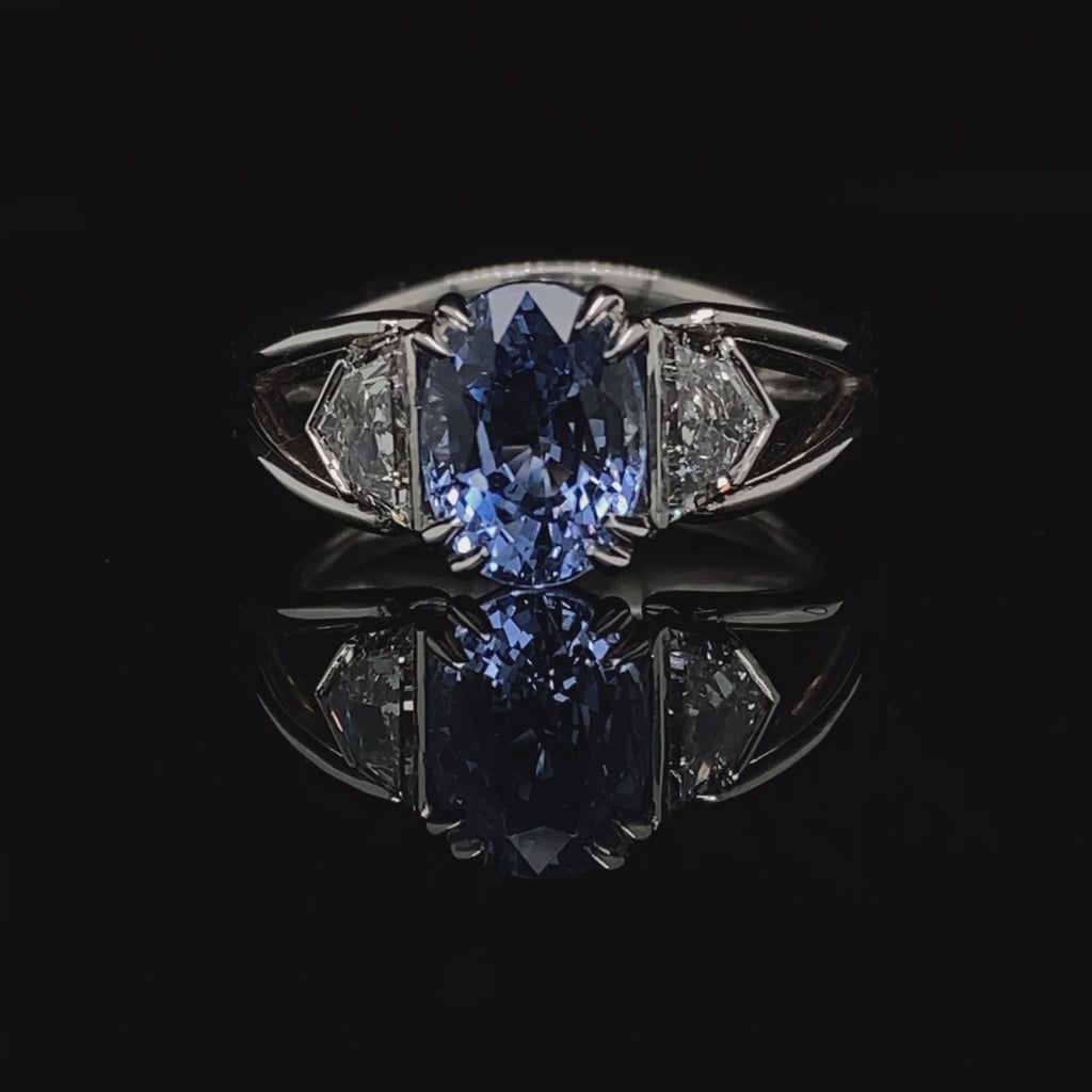 Ronan Campbell - Platinum Sapphire Cadillac Diamond Ring - DESIGNYARD, Dublin Ireland.