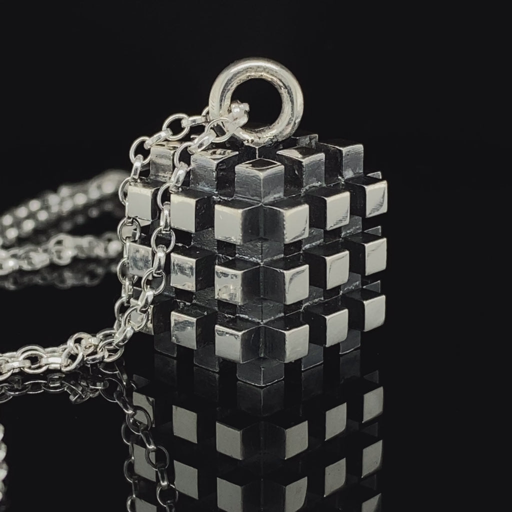 Vanessa Ree - Sterling Silver Oxi 3D# Negative Large Pendant - DESIGNYARD, Dublin Ireland.