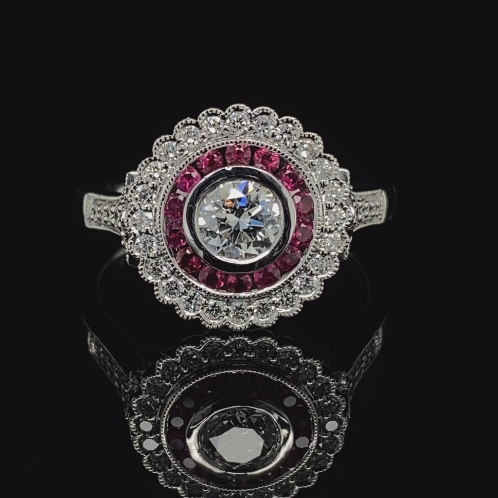 Ronan Campbell - 18k White Gold Ruby Diamond Antiquus Ring - DESIGNYARD, Dublin Ireland.