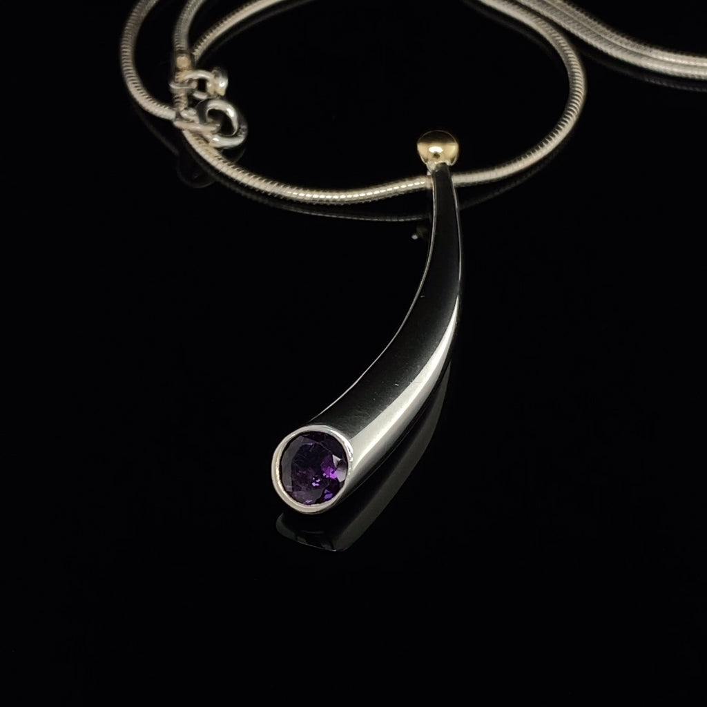 Paul Finch - Sterling Silver 18k Yellow Gold Amethyst Necklace - DESIGNYARD, Dublin Ireland.