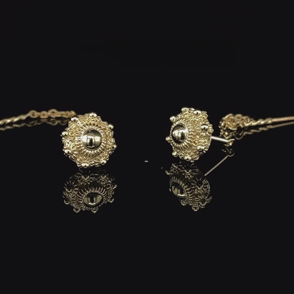 Neeltje Huddleston Slater - 14k Yellow Gold Zeeland II Button Earrings - DESIGNYARD, Dublin Ireland.