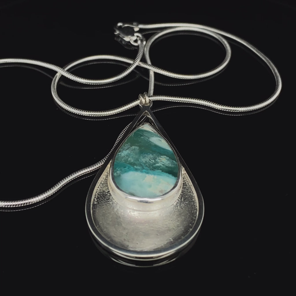 Stephanie Robinson - Sterling Silver Indonesian Opalised Wood Pendant - DESIGNYARD, Dublin Ireland.