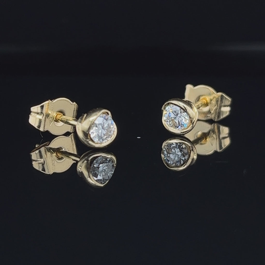 Ronan Campbell - 18k Yellow Gold Diamond Rosebud Stud Earrings - DESIGNYARD, Dublin Ireland.