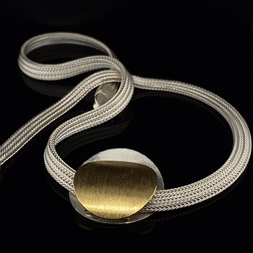 Manu - Sterling Silver 22k Yellow Gold Bi-Metal Foxchain Eclipse Necklace - DESIGNYARD, Dublin Ireland.