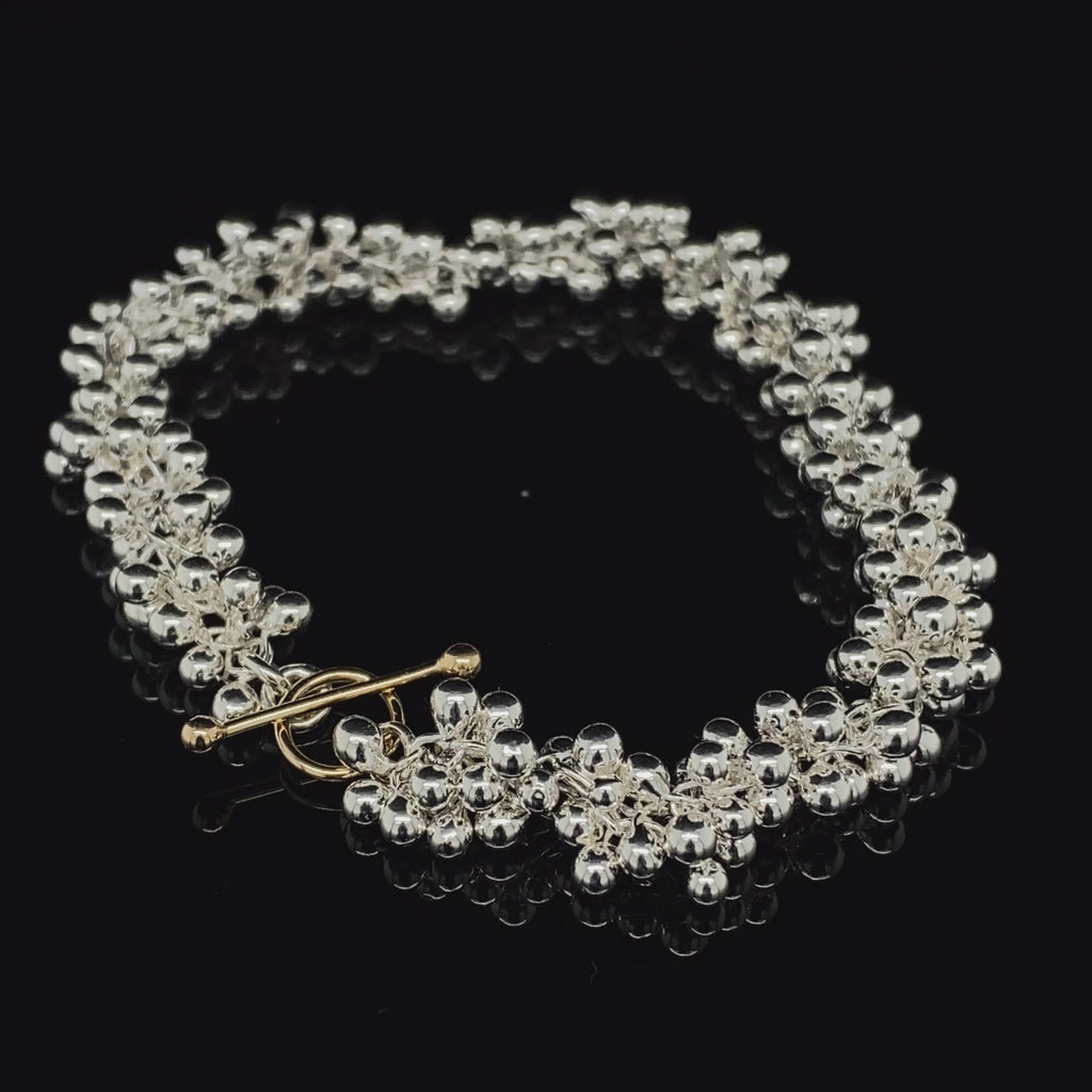 Neeltje Huddleston Slater - Fine Silver 14k Yellow Gold Double Beaded Bracelet - DESIGNYARD, Dublin Ireland.