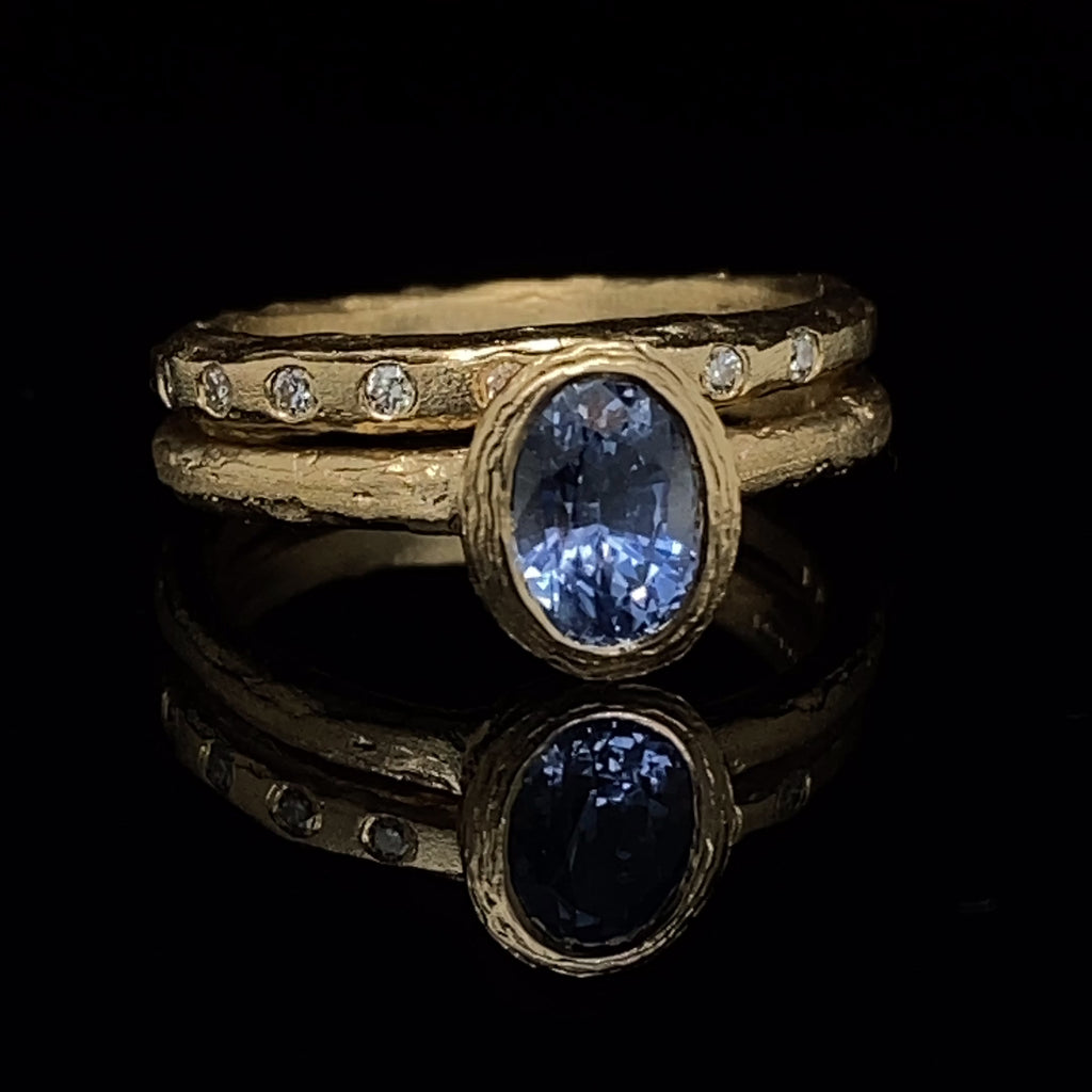 Diana Porter - 18k Fair Trade Yellow Gold Blue Sapphire Engagement Ring - DESIGNYARD, Dublin Ireland.