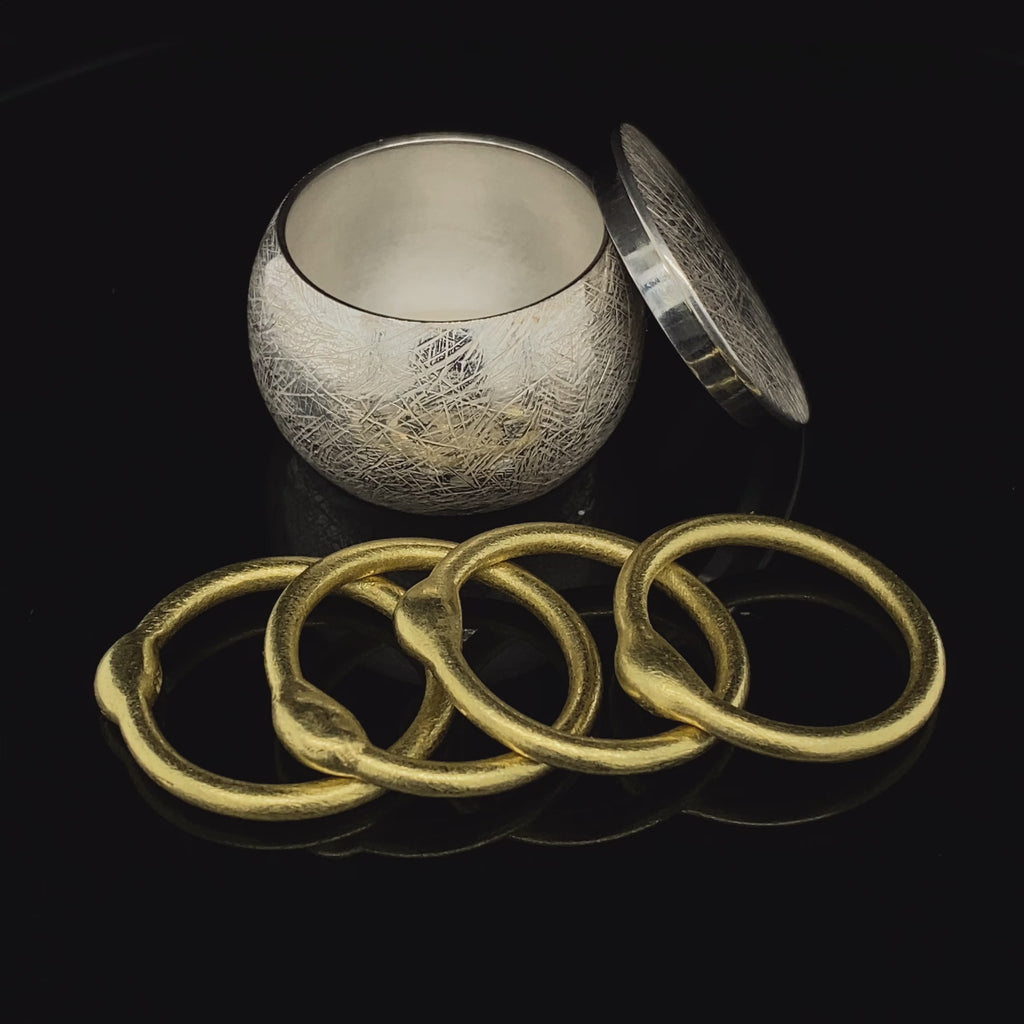 Erik Urbschat - 18k Yellow Gold Orbit Rings Silver Box Set - DESIGNYARD, Dublin Ireland.