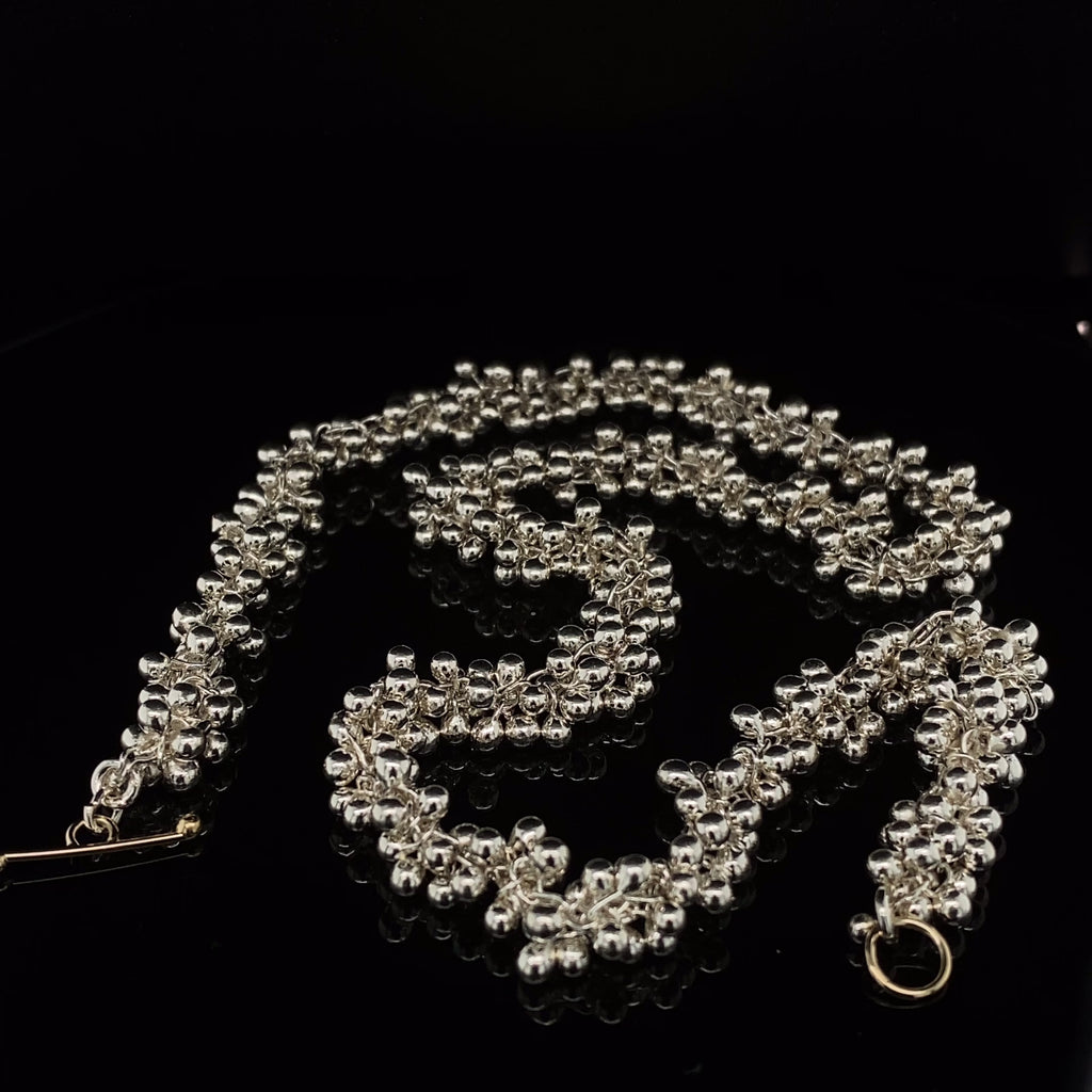 Video Neeltje Huddleston Slater's 14k Yellow Gold T-Bar Clasp Double Silver Necklace. Available on DESIGNYARD.com and in Contemporary Jewellery Shop Dublin, Ireland. #1 for Contemporary Jewellery.