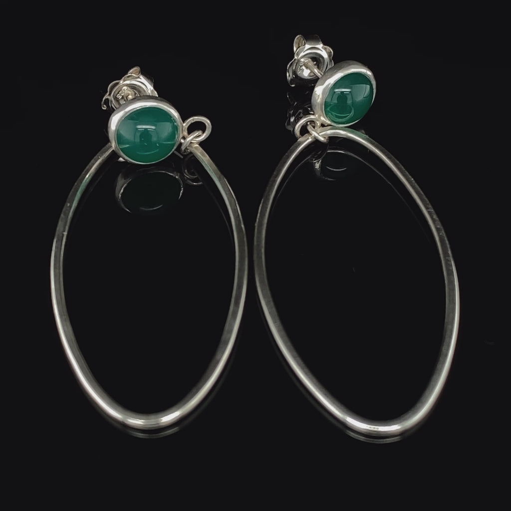 Heather O'Connor - Sterling Silver Cascade Green Agate Earrings - DESIGNYARD, Dublin Ireland.