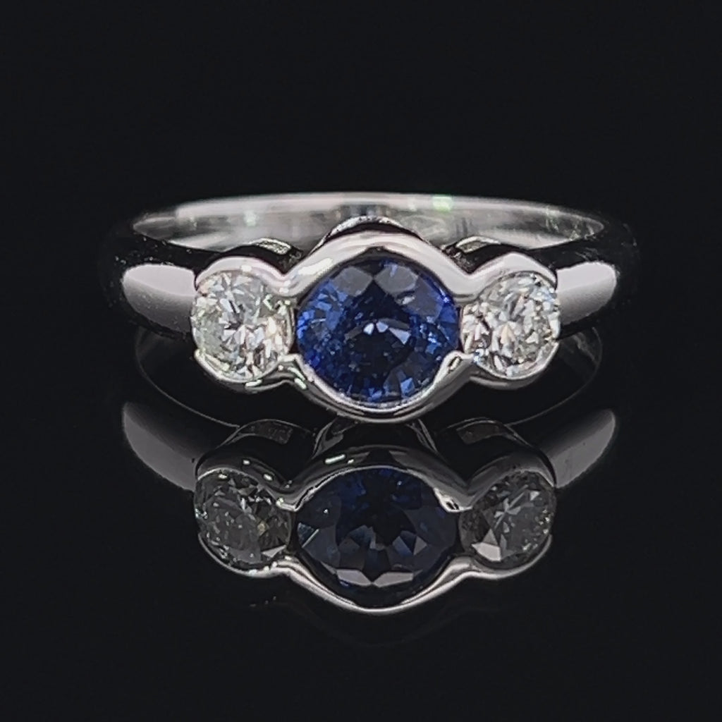 18k white gold diamond blue sapphire engagement ring designyard contemporary jewellery gallery dublin ireland