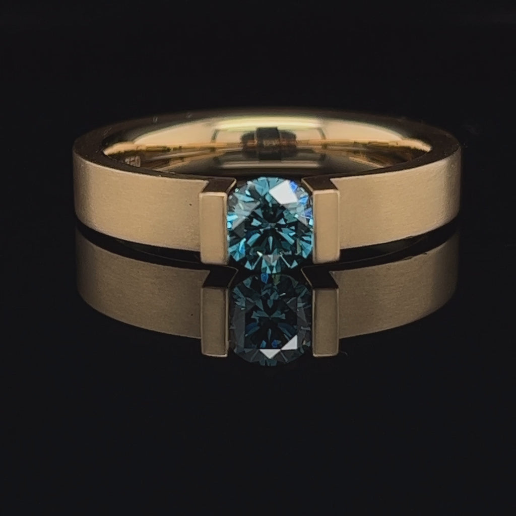 Niessing - 18k Fine Rose Gold Spannring® Highend C Ocean Blue Diamond Engagement Ring - DESIGNYARD, Dublin Ireland.