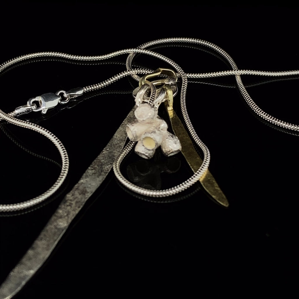 Shimara Carlow - Sterling Silver 18k Yellow Gold Gum Nut Leaf Pendant - DESIGNYARD, Dublin Ireland.