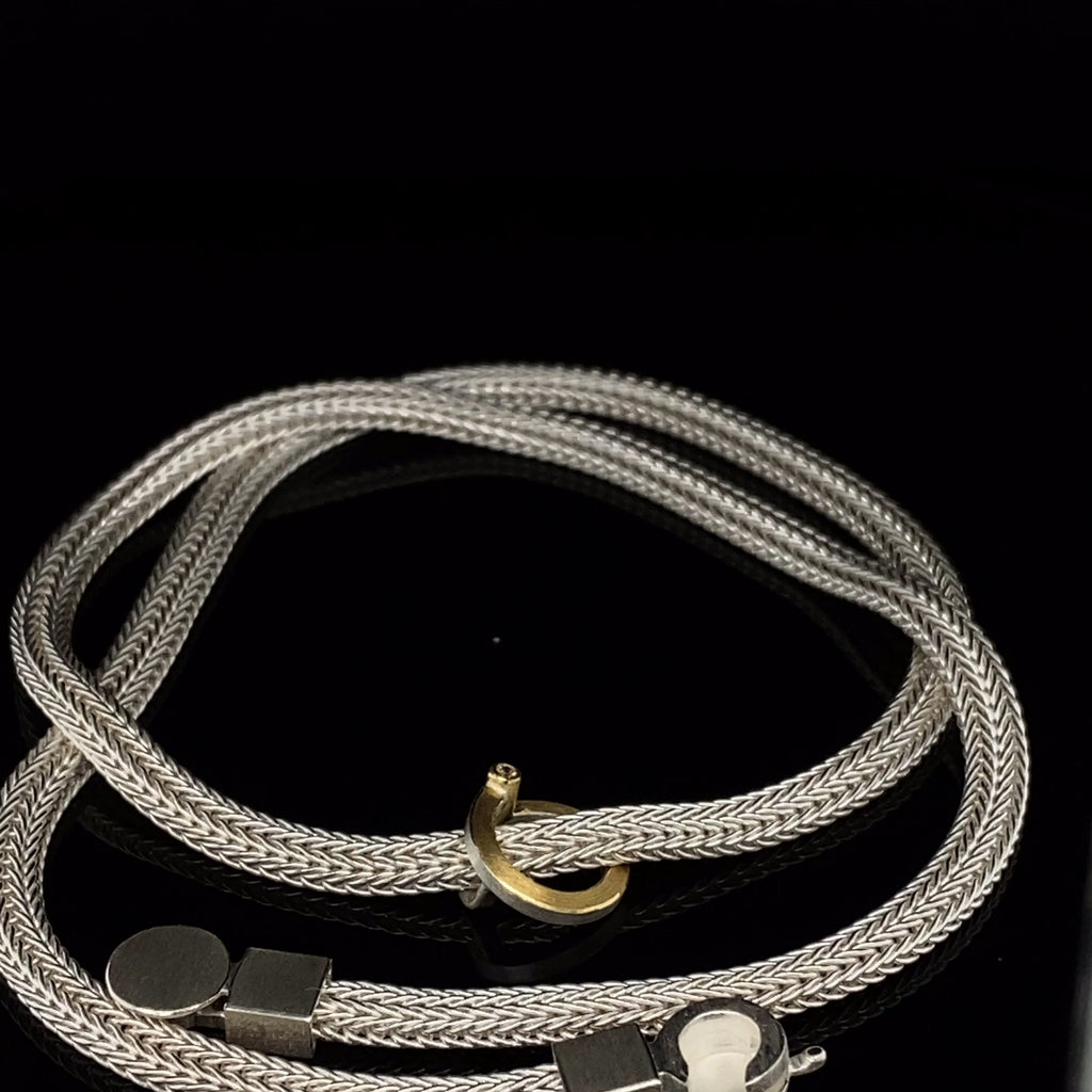 Manu - Sterling Silver 22k Yellow Gold Bi-Metal Floating Diamond Necklace - DESIGNYARD, Dublin Ireland.