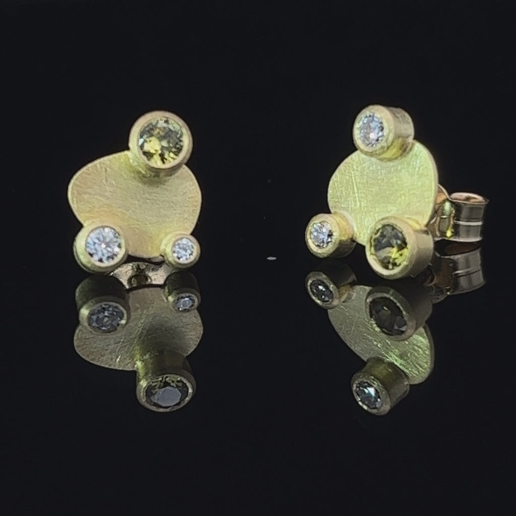 Mark Nuell - 18k Yellow Gold Yellow Sapphire Diamond Earrings - DESIGNYARD, Dublin Ireland
