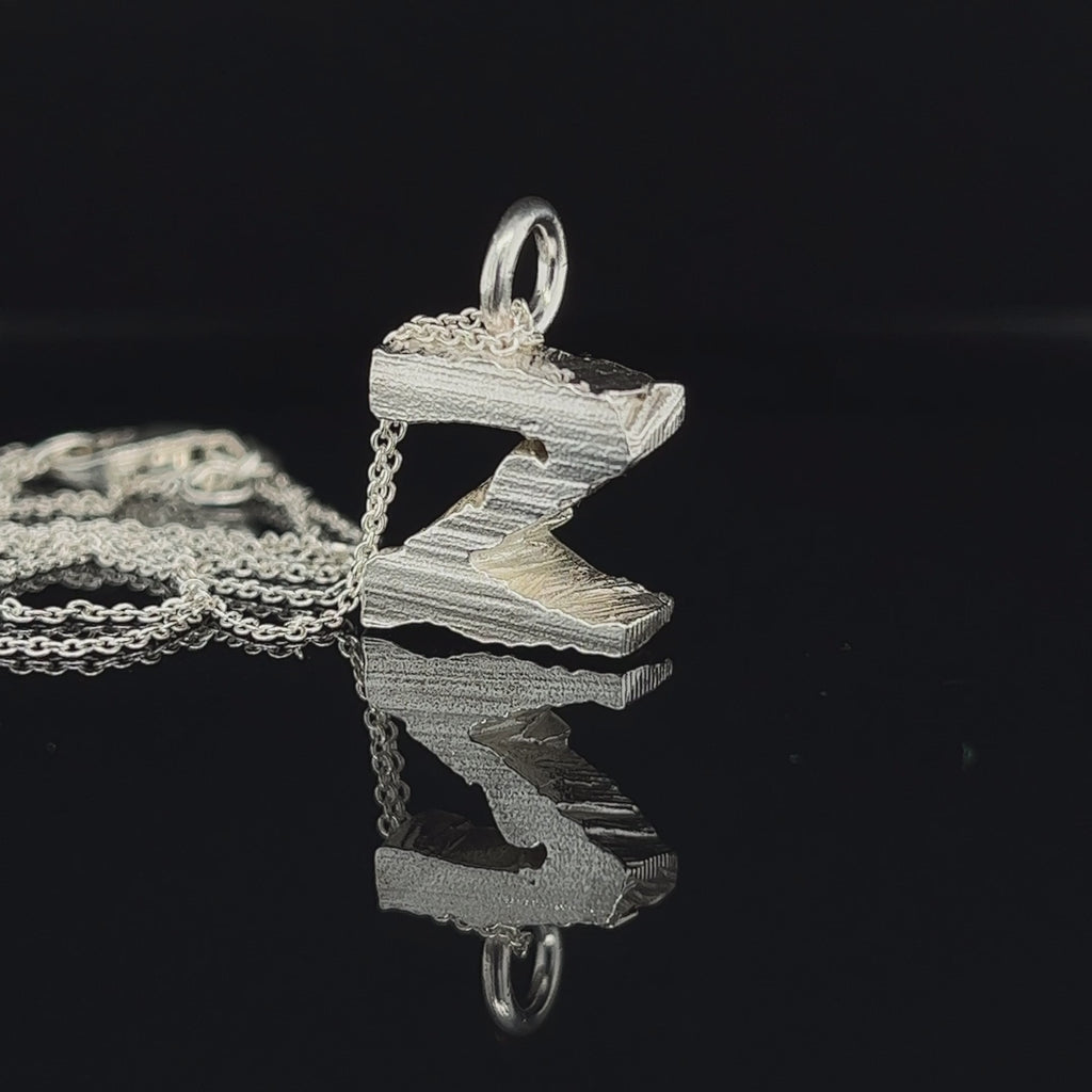 Xavier Lafford - Sterling Silver Chunky Letter Z Pendant - DESIGNYARD, Dublin Ireland.