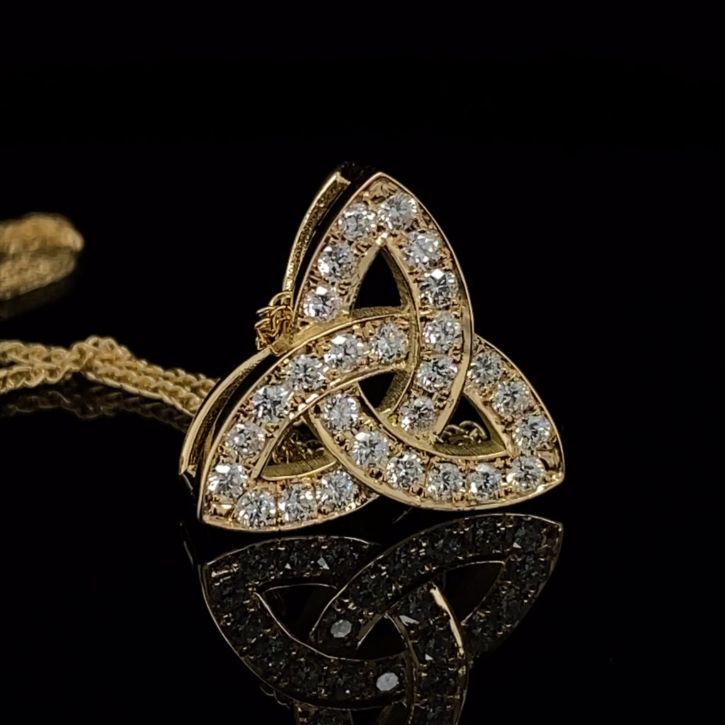 DesignYard - 18k Fair Trade Yellow Gold Diamond Trinity Knot Pendant - DESIGNYARD, Dublin Ireland.