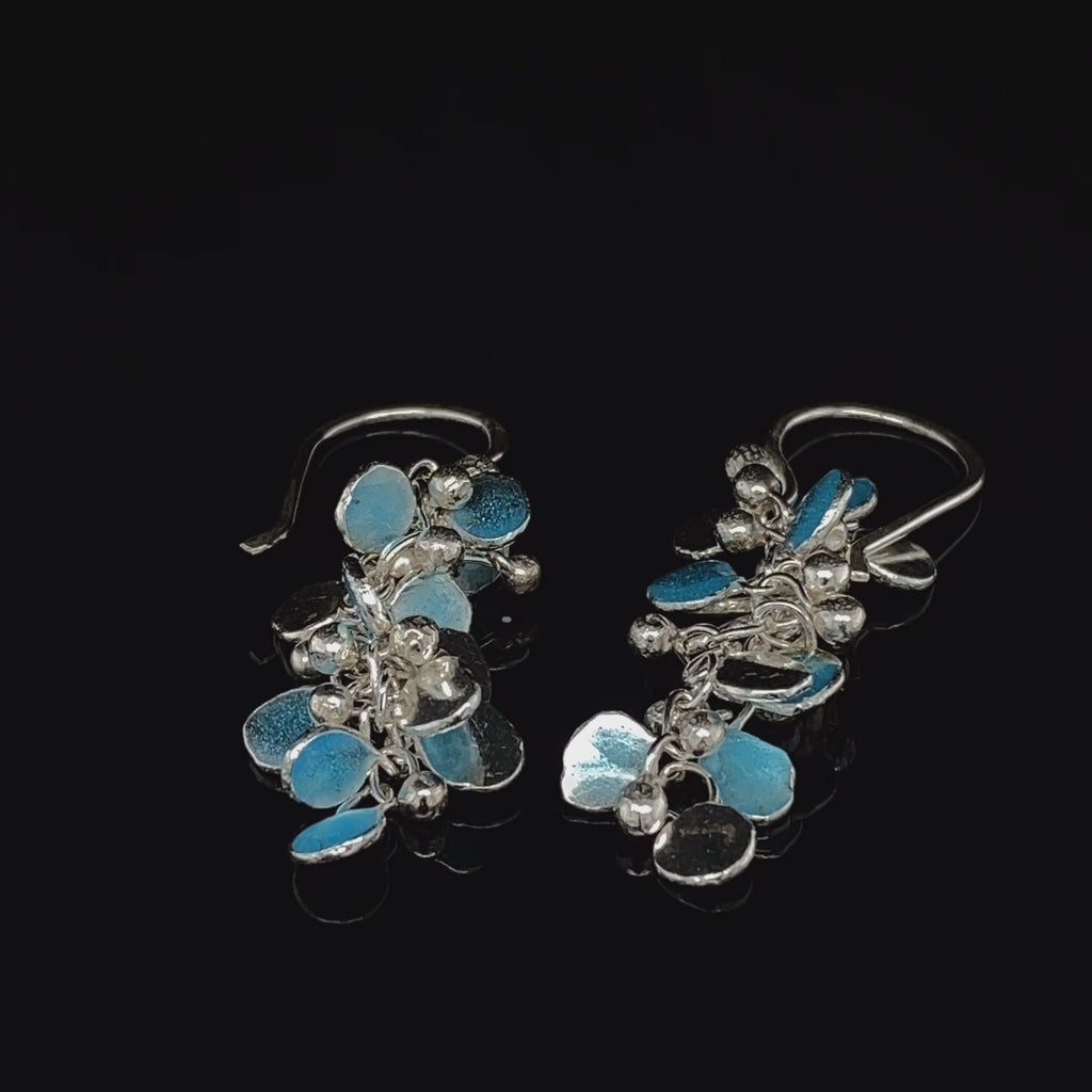 Neeltje Huddleston Slater - Sterling Silver Blue Enamel Petal Earrings - DESIGNYARD, Dublin Ireland.