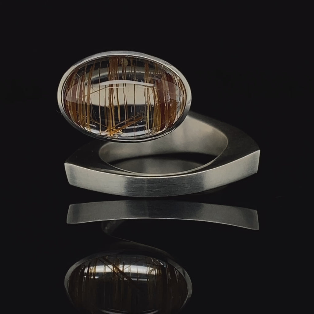 Angela Hubel - Sterling Silver Laguna Ring with Rutilated Quartz - DESIGNYARD, Dublin Ireland.