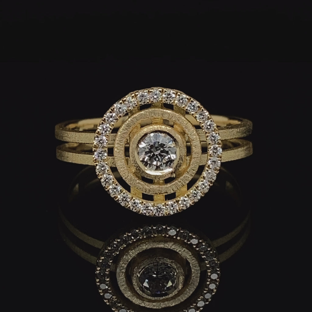 Shimell And Madden - 18k Yellow Gold Diamond Mini Solar Ring - DESIGNYARD, Dublin Ireland.