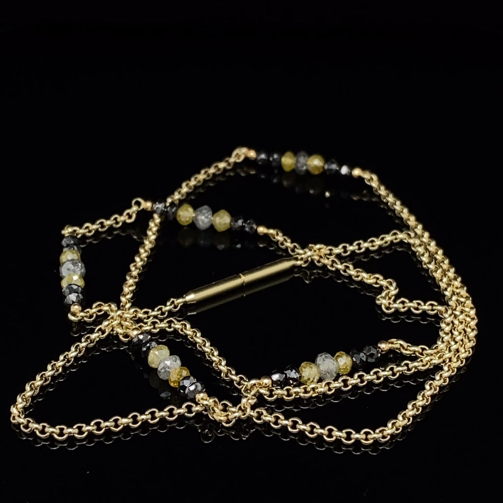 Myriam Oude Vrielink - 14k Yellow Gold Faceted Diamond Necklace - DESIGNYARD, Dublin Ireland.