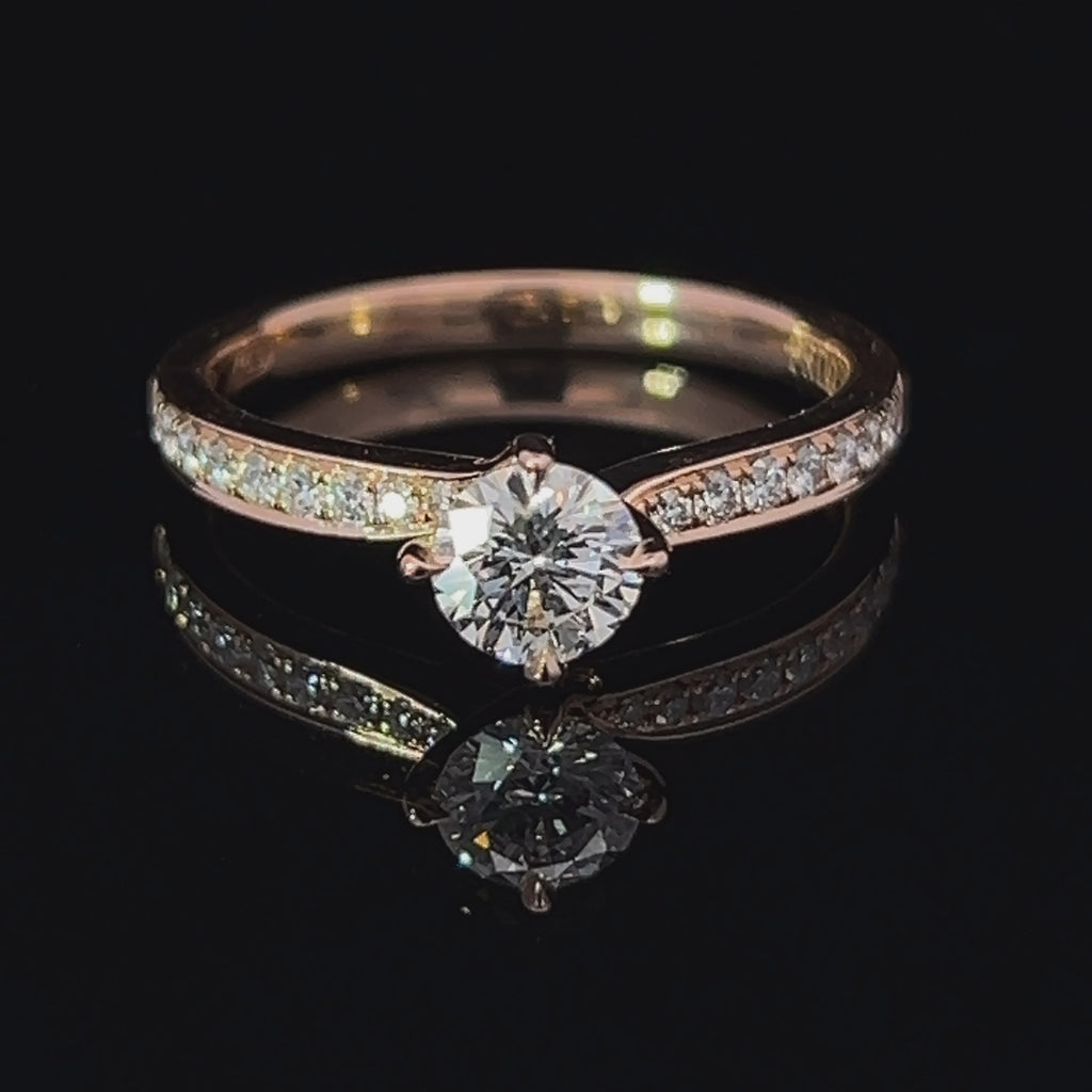 18k rose gold north south twist diamond engagement ring designyard contemporary jewellery gallery dublin ireland