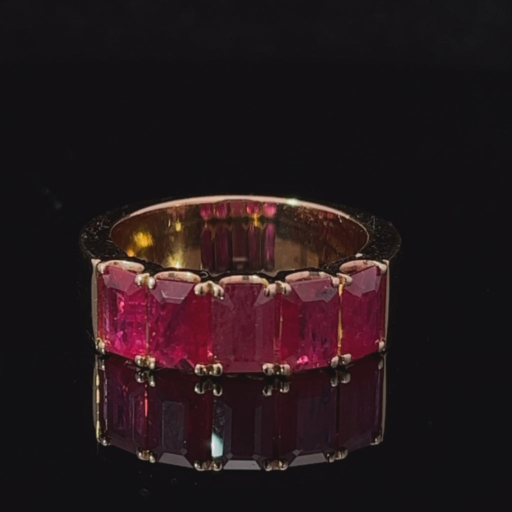 18k rose gold ruby five stone eternity ring designyard contemporary jewellery gallery dublin ireland