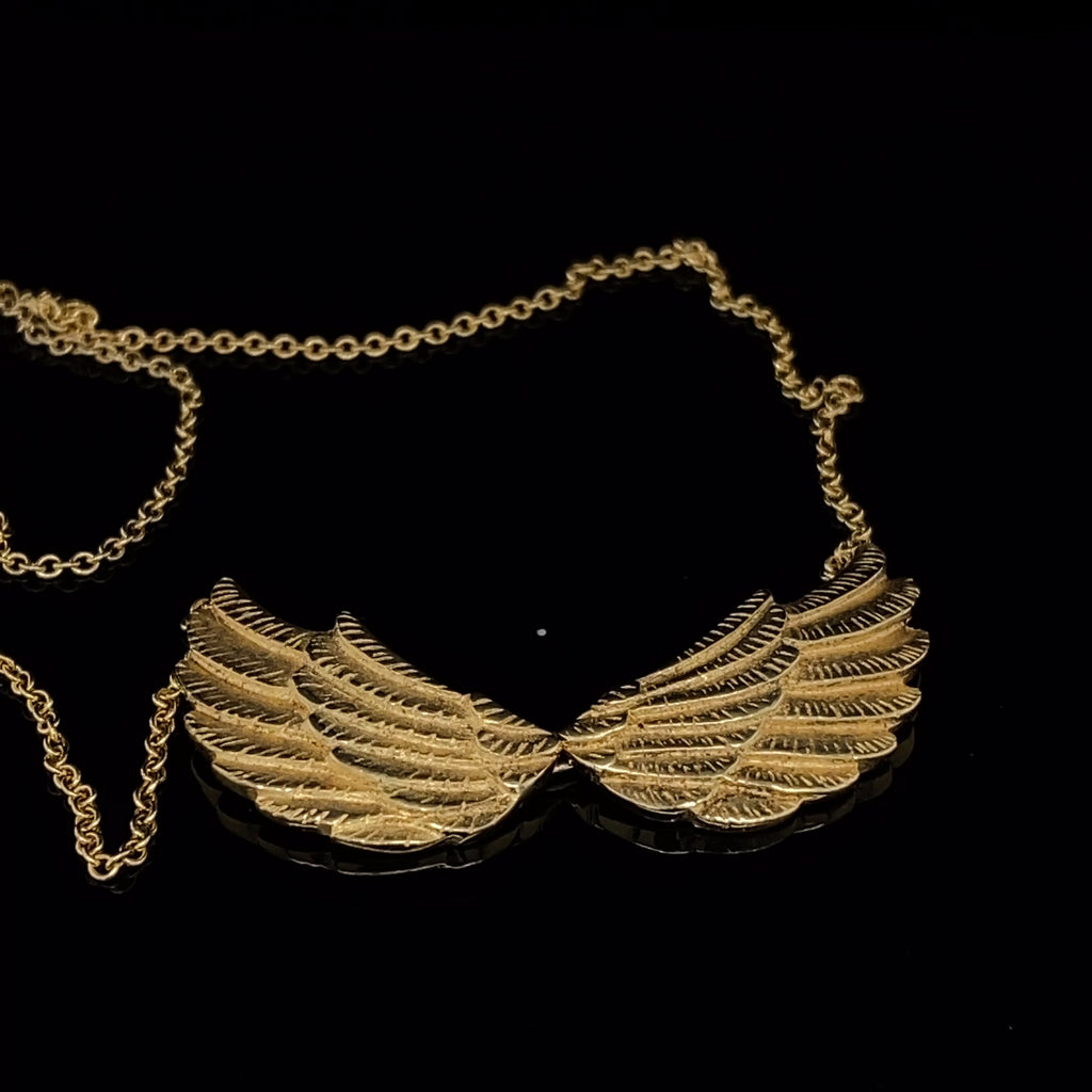 Jana Reinhardt - Sterling Silver Gold Plated Big Double Wing Pendant - DESIGNYARD, Dublin Ireland.