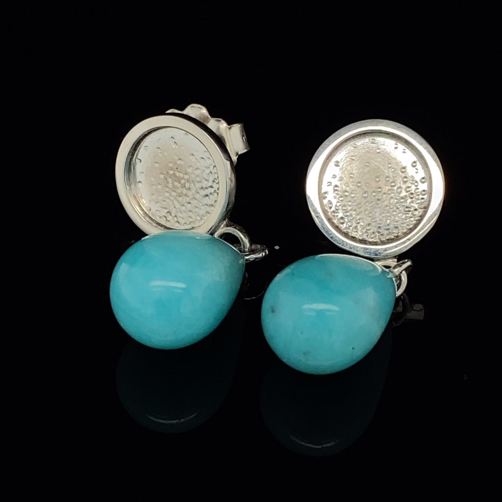 Stephanie Robinson - Sterling Silver Amazonite Disc Drop Earrings - DESIGNYARD, Dublin Ireland.