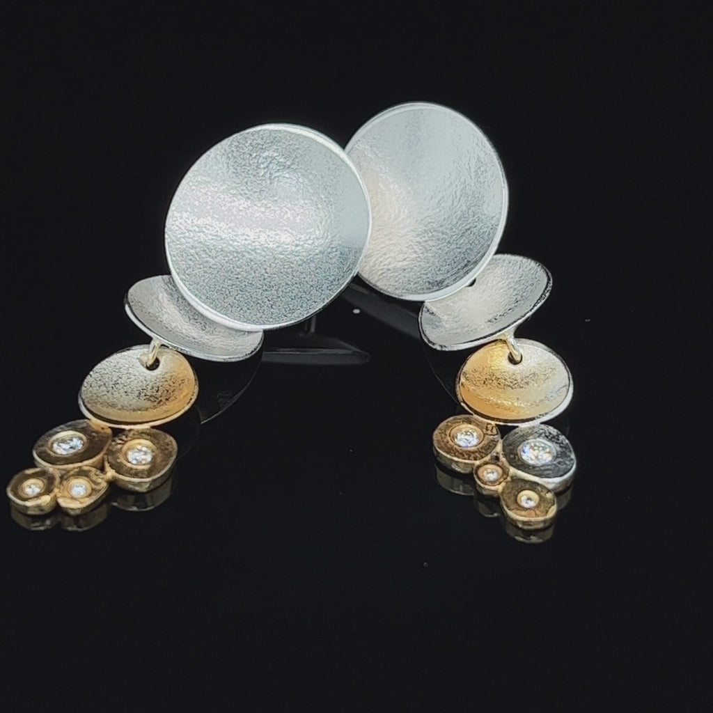 Kokkino - Electra Diamond Cluster Yellow Gold Plated Silver Earrings - DESIGNYARD, Dublin Ireland.
