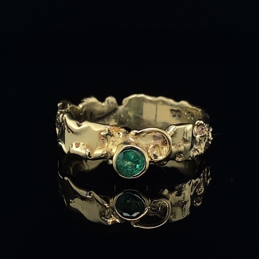 Friederike Grace - 14k Yellow Gold Emerald Wilderness Ring - DESIGNYARD, Dublin Ireland.