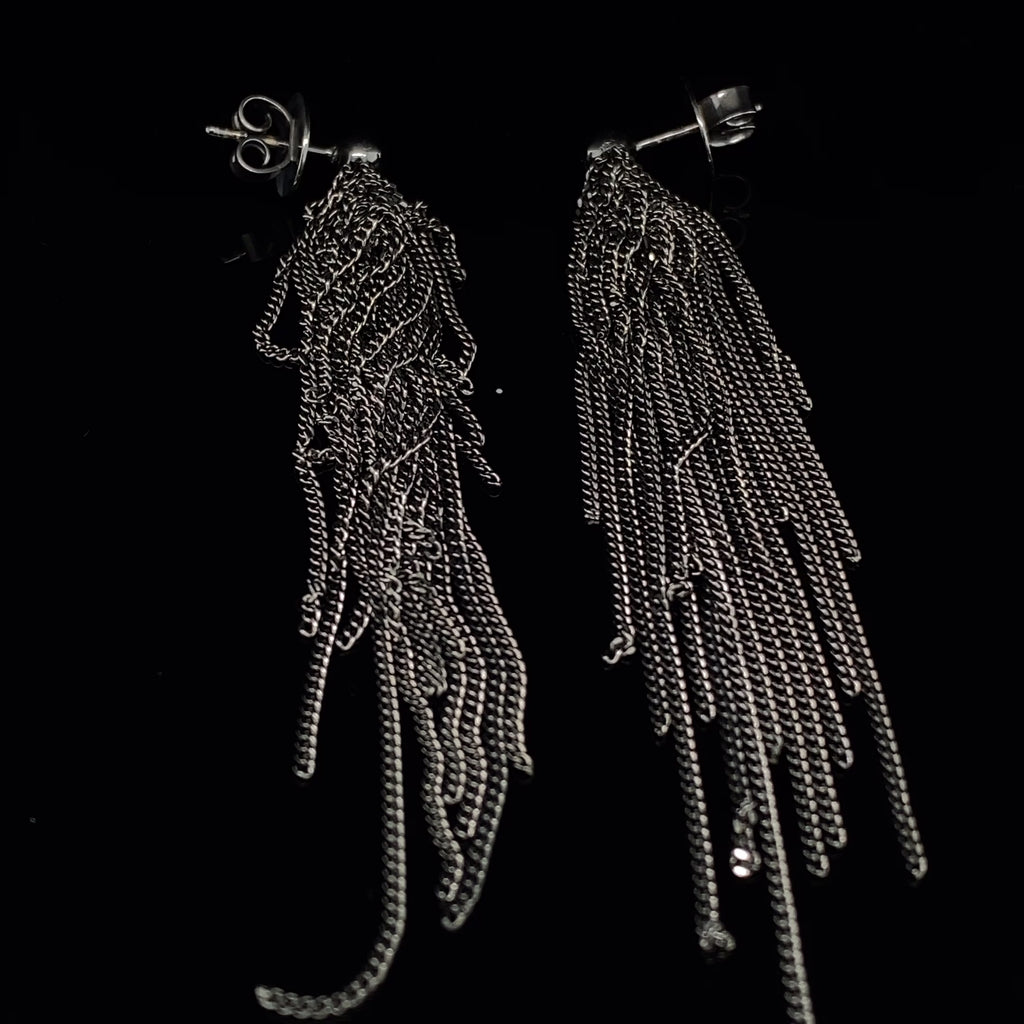 Claudia Milic - Sterling Silver Black Feather Earrings - DESIGNYARD, Dublin Ireland.