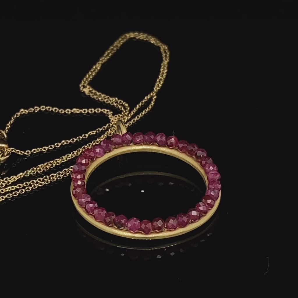 Sophia Epp - 18k Yellow Gold Ruby Circle Necklace - DESIGNYARD, Dublin Ireland.