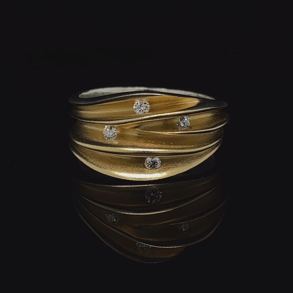 Paul Finch - Silver 22K Yellow Gold 4 Diamond Shell Ring - DESIGNYARD, Dublin Ireland.