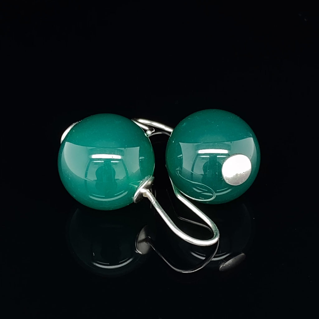 Inga Reed - Sterling Silver Aventurine Short Drop Earrings - DESIGNYARD, Dublin Ireland.
