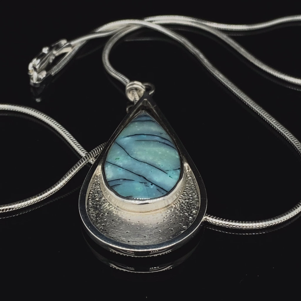 Stephanie Robinson - Sterling Silver Indonesian Opalised Wood Pendant - DESIGNYARD, Dublin Ireland.