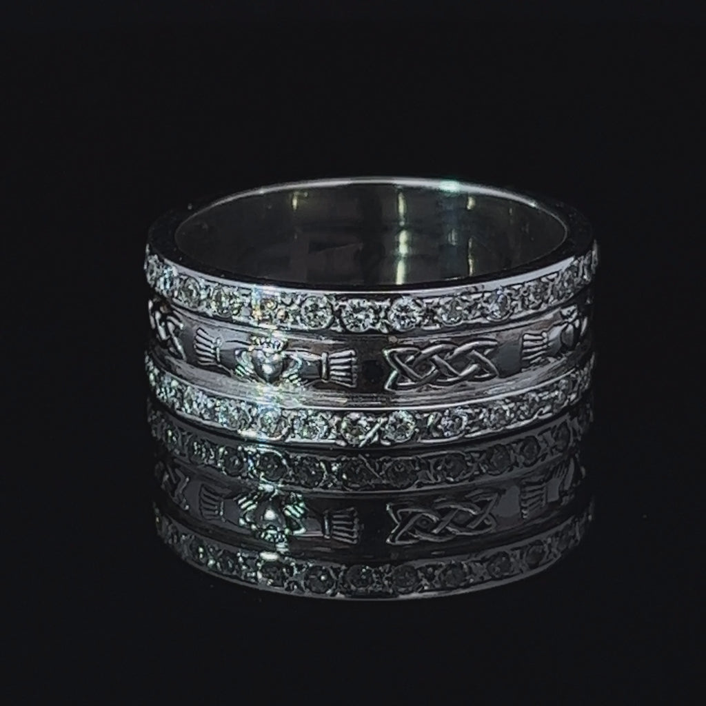 18k white gold irish made diamond claddagh wedding eternity ring designyard jewellery gallery dublin ireland