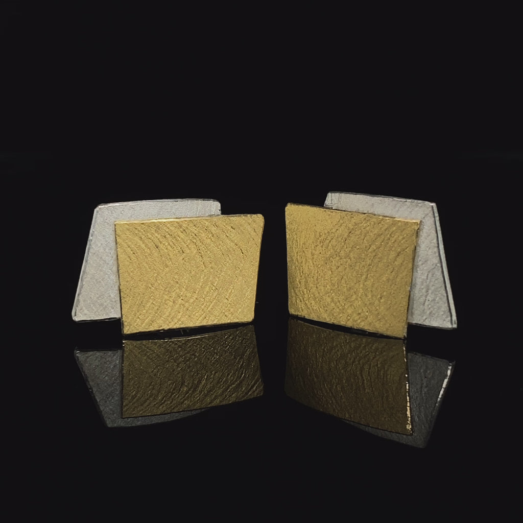 Manu - Manu Sterling Silver 22k Yellow Gold Bi Metal Layered Earrings - DESIGNYARD, Dublin Ireland.