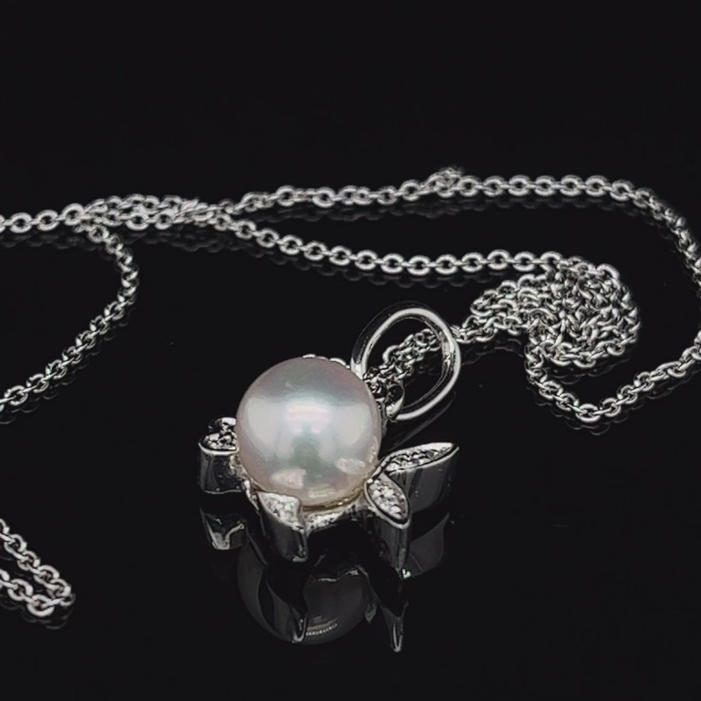 Ronan Campbell - 18k White Gold Diamond Pearl Goldfish Pendant - DESIGNYARD, Dublin Ireland.