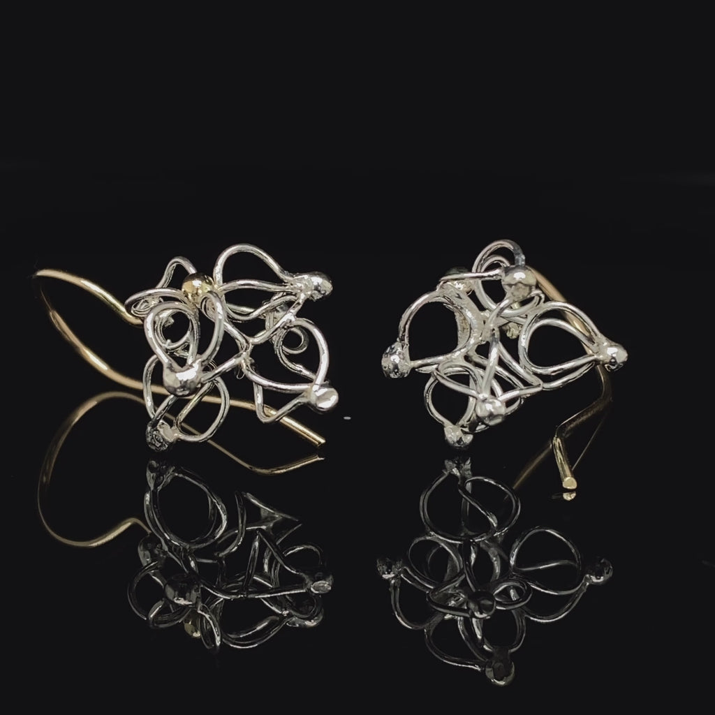 Myriam Oude Vrielink contemporary Sterling Silver 14k Yellow Gold Air Triangle Earrings - DESIGNYARD, Dublin Ireland