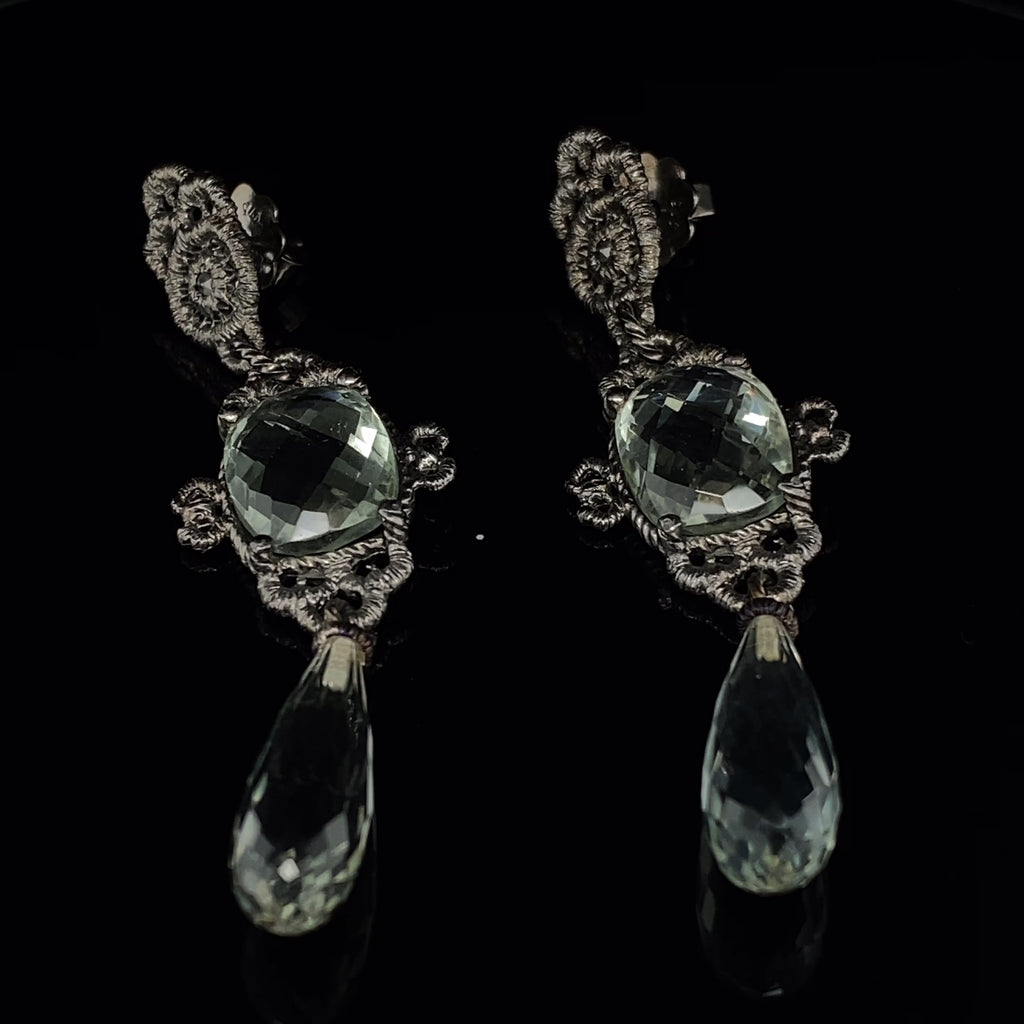 Brigitte Adolph - Sterling Silver Black Rhodium Prasiolite Madame Favart Earrings - DESIGNYARD, Dublin Ireland.