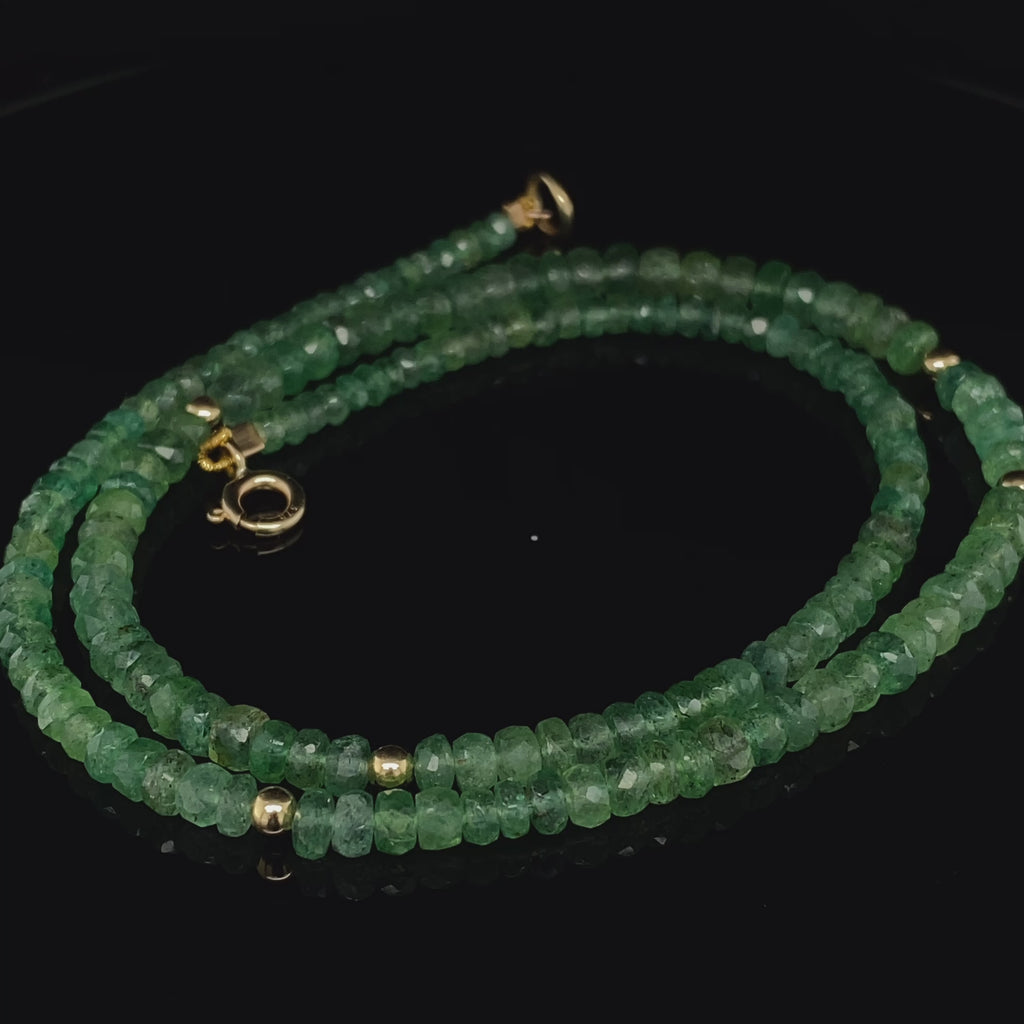 Cassie McCann - 18k Yellow Gold Zambian Emerald Necklace - DESIGNYARD, Dublin Ireland.