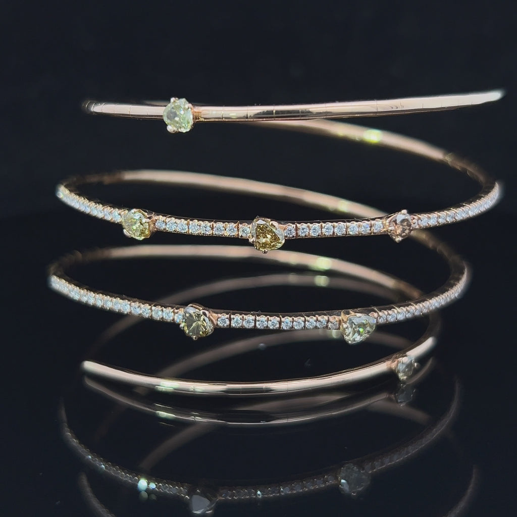 18k rose gold diamond flexible bangle designyard contemporary jewellery gallery dublin ireland