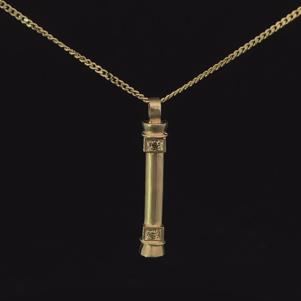 Síne Vasquez - 14k Yellow Gold Diamond Pillar Pendant - DESIGNYARD, Dublin Ireland.