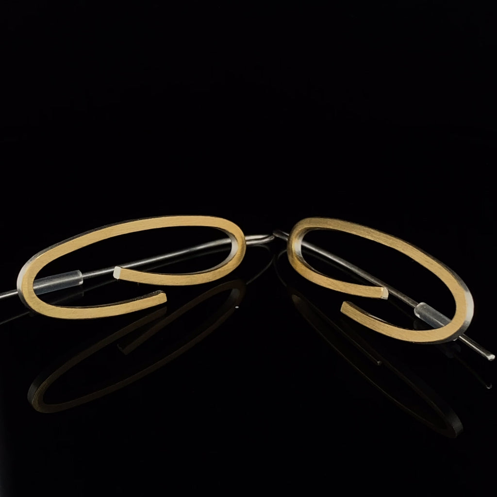 Manu - Silver 22k Yellow Gold Bi-Metal Swirl Earrings - DESIGNYARD, Dublin Ireland.