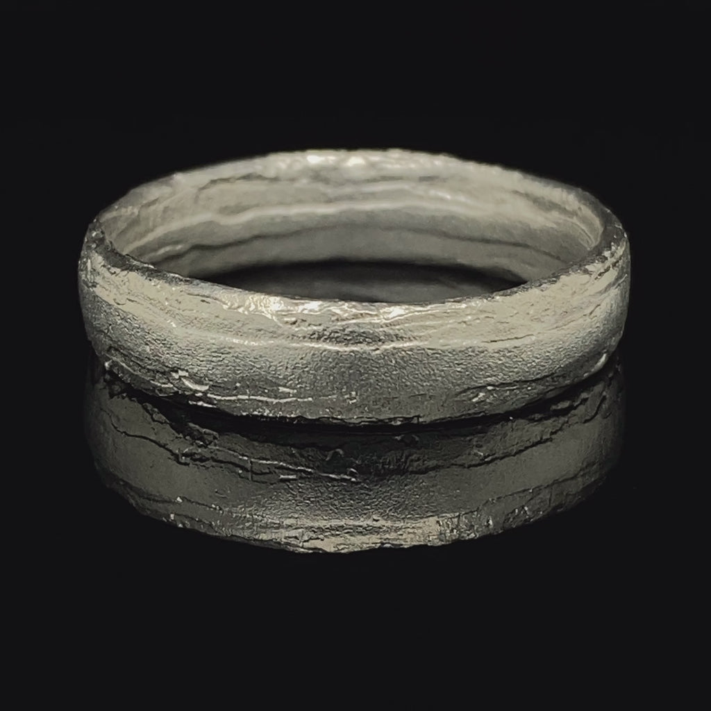 Diana Porter - 9k Fairtrade White Gold Textured Wedding Ring - DESIGNYARD, Dublin Ireland.