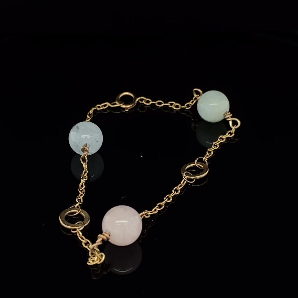 Nicole Van Der Wolf - 9k Yellow Gold Solo Triple Beryl Bracelet - DESIGNYARD, Dublin Ireland.