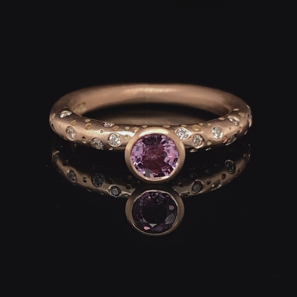 Kate Smith - 9k Rose Gold Pink Sapphire Diamond Engagement Ring - DESIGNYARD, Dublin Ireland.
