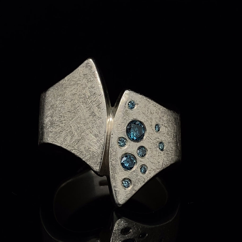 Cassie McCann - Sterling Silver Blue Beauty Blue Diamond Ring - DESIGNYARD, Dublin Ireland.