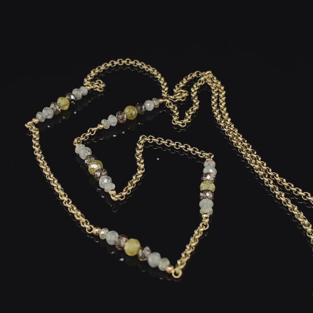 Myriam Oude Vrielink - 14k Yellow Gold Faceted Ombre Diamond Necklace - DESIGNYARD, Dublin Ireland.